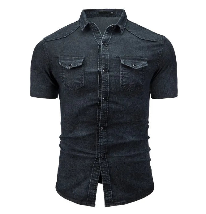 Sean – Kurzärmeliges Hemd Aus Jeansstoff Mit Taschen