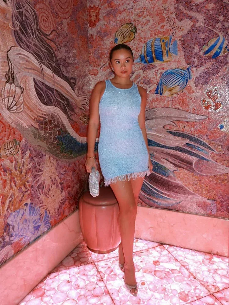 Strick-Minikleid | Figurbetont | Glitzerndes Party-Design