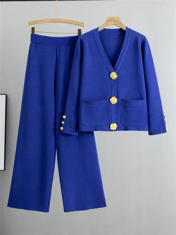 Elegantes Dreiteiliges Set | Blazer, Top & Weite Hose | Zeitloser Chic