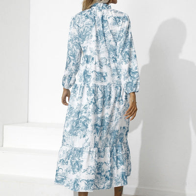 Addison - Elegantes, langärmliges Kleid mit Blumenmuster und lockerer Passform