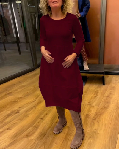 Elena - Schwarzes Midikleid mit Taschen