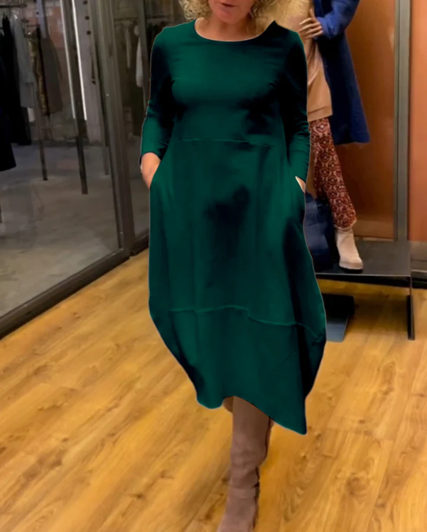 Elena - Schwarzes Midikleid mit Taschen