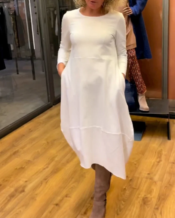 Elena - Schwarzes Midikleid mit Taschen