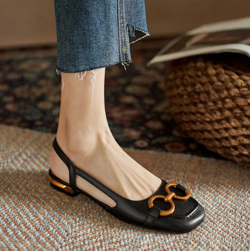 Slingback-Ballerinas mit Zierkette | Flacher Absatz | Elegante Form