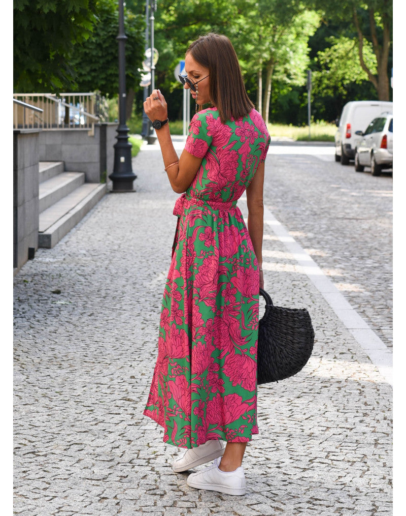Damen-Sommerkleid mit kurzen Ärmeln, lockere Passform, atmungsaktiver Stoff