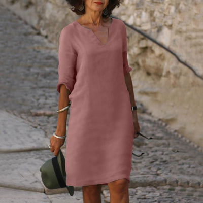 Grace™ - Kleid mit V-Ausschnitt und Dreiviertelärmeln