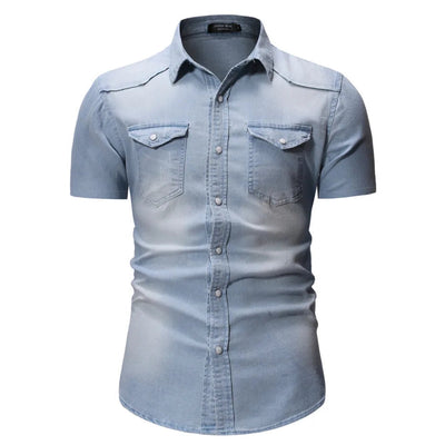 Sean – Kurzärmeliges Hemd Aus Jeansstoff Mit Taschen