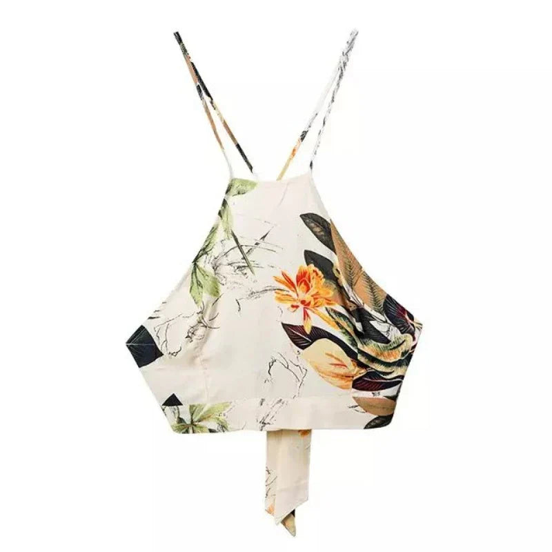 Zweiteiler mit Neckholder-Top | Fließender Maxirock | Sommerlicher Print