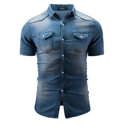 Sean – Kurzärmeliges Hemd Aus Jeansstoff Mit Taschen