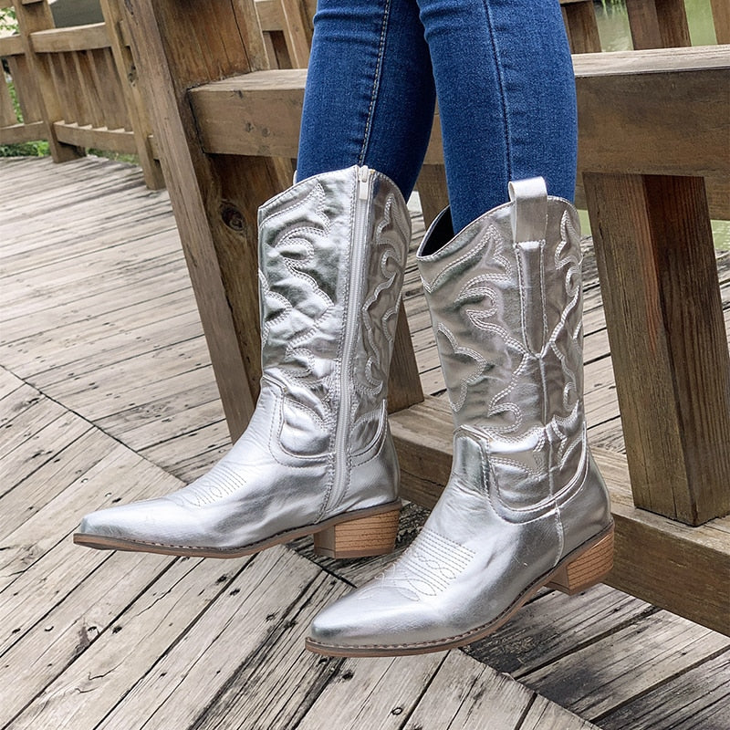 Cowboystiefel Mit Reißverschluss Für Damen | Wadenlang