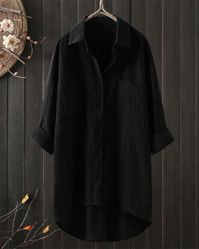 Stefanie | Lässige Langarm Baumwollbluse