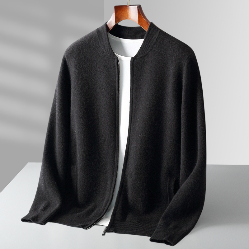 Herren Woll-Strickjacke mit Reißverschluss - Hochwertig & Warm