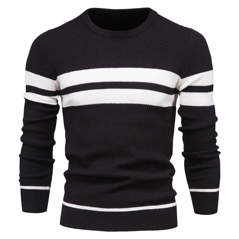 Herren Streifenpullover mit Rundhals - Klassisch Modern