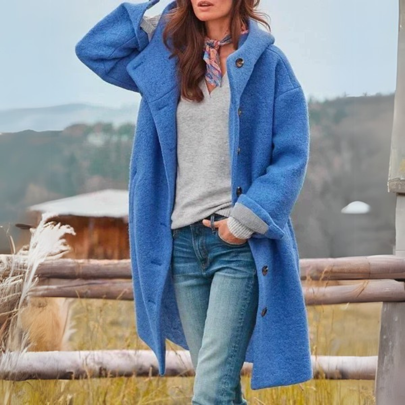 Dianne | Eleganter Maxi-Mantel mit Kapuze für Damen