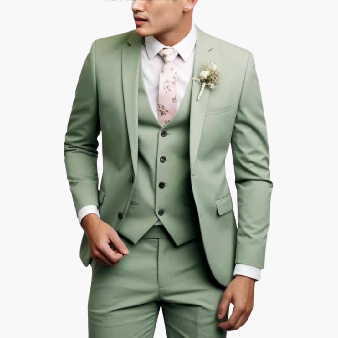 Herren Drei-Teile-Anzug mit Slim-Fit-Hosen und gekerbtem Revers