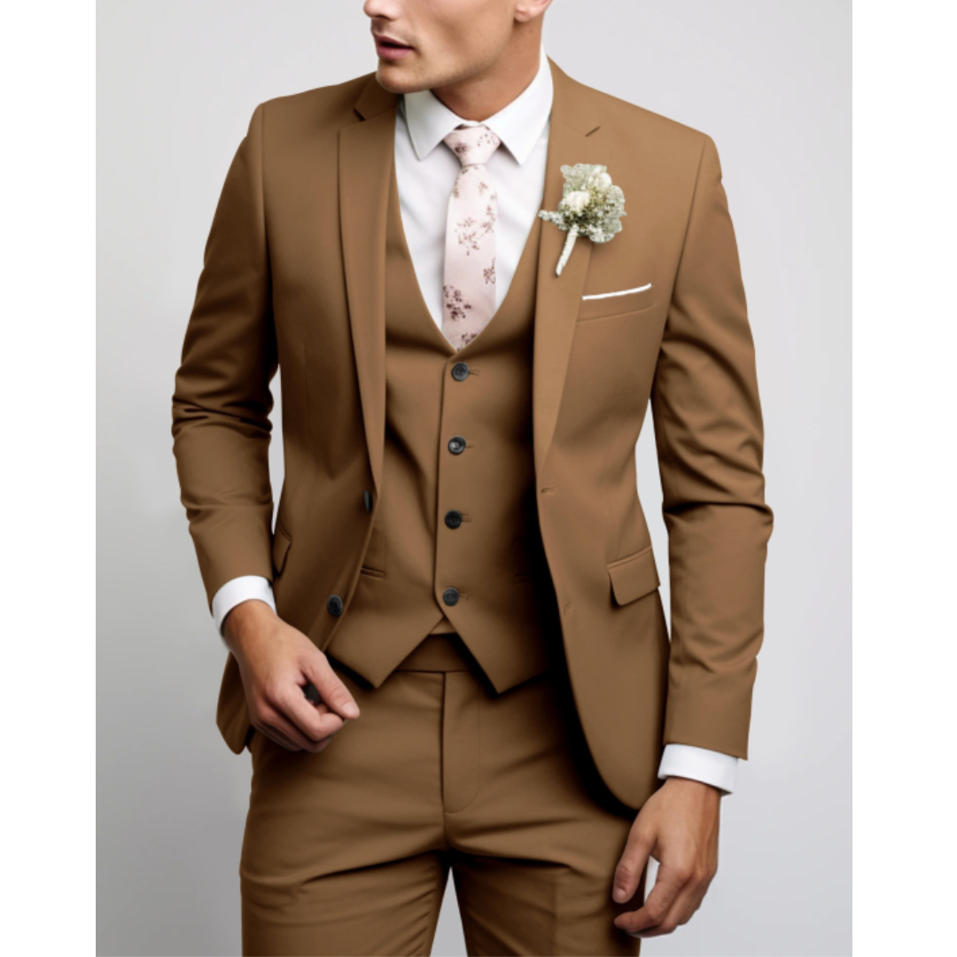 Slim Fit 3-Teiliger Hochzeitsgast Anzug für Herren | Formell