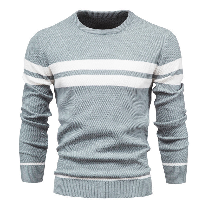 Herren Streifenpullover mit Rundhals - Klassisch Modern