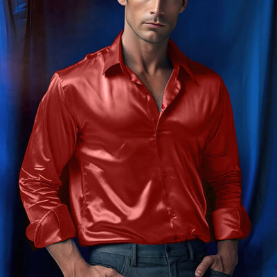 Glänzendes Herren Satin Hemd