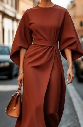 Sofia - Elegantes Kleid mit Lanternenärmeln und Gürtel