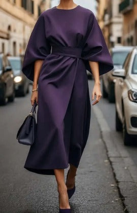 Sofia - Elegantes Kleid mit Lanternenärmeln und Gürtel