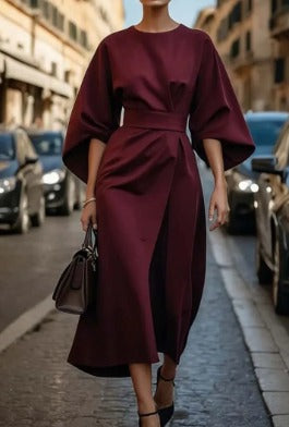 Sofia - Elegantes Kleid mit Lanternenärmeln und Gürtel