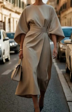 Sofia - Elegantes Kleid mit Lanternenärmeln und Gürtel