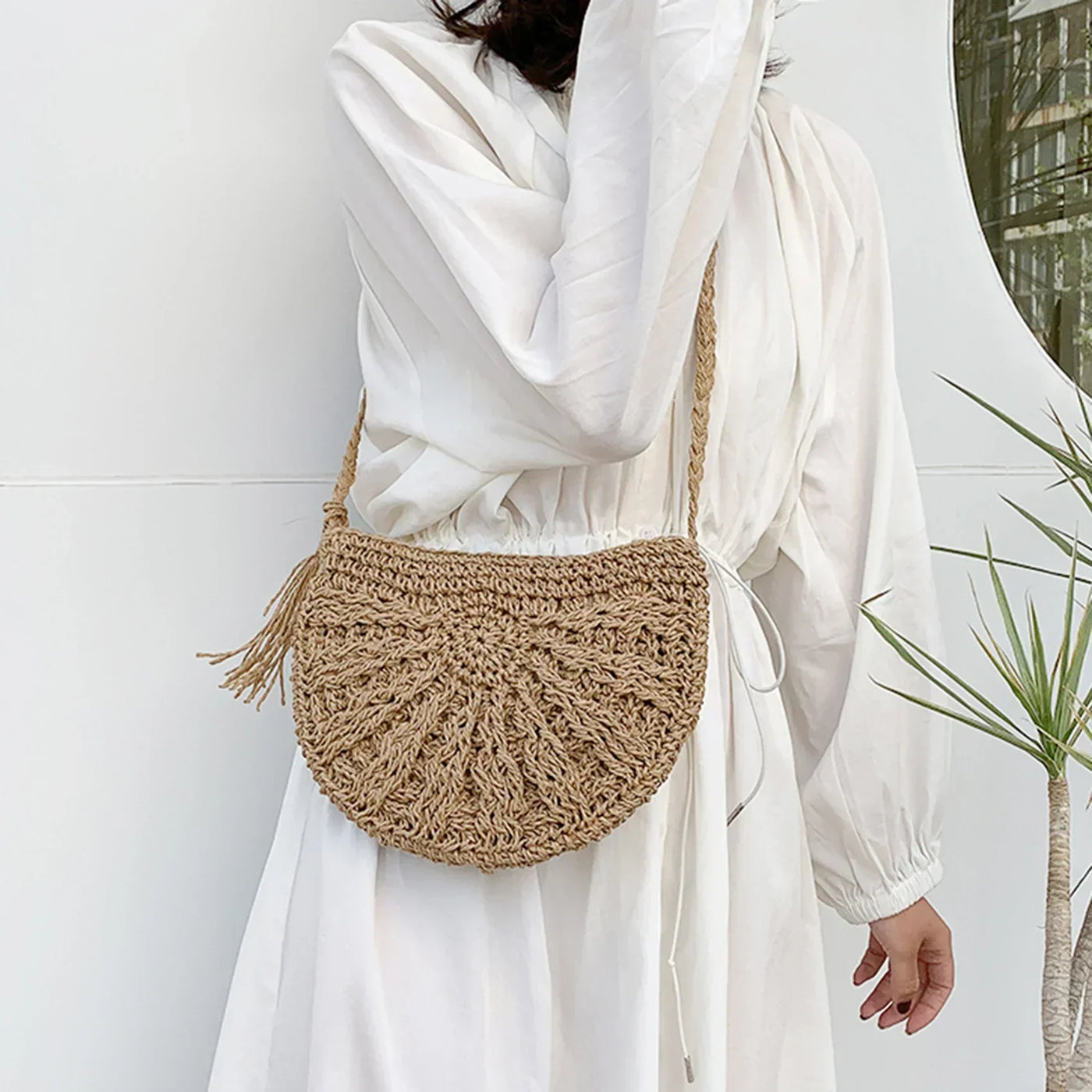 Kesia™ | Boho Halbmond Tasche gewebt