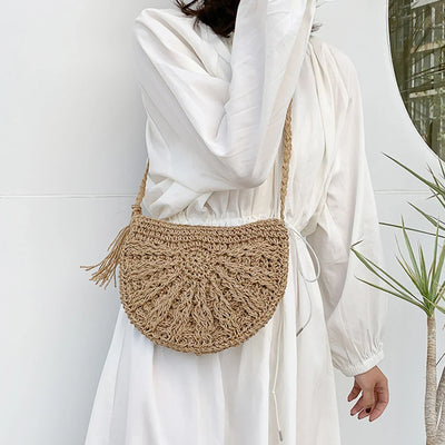 Kesia™ | Boho Halbmond Tasche gewebt