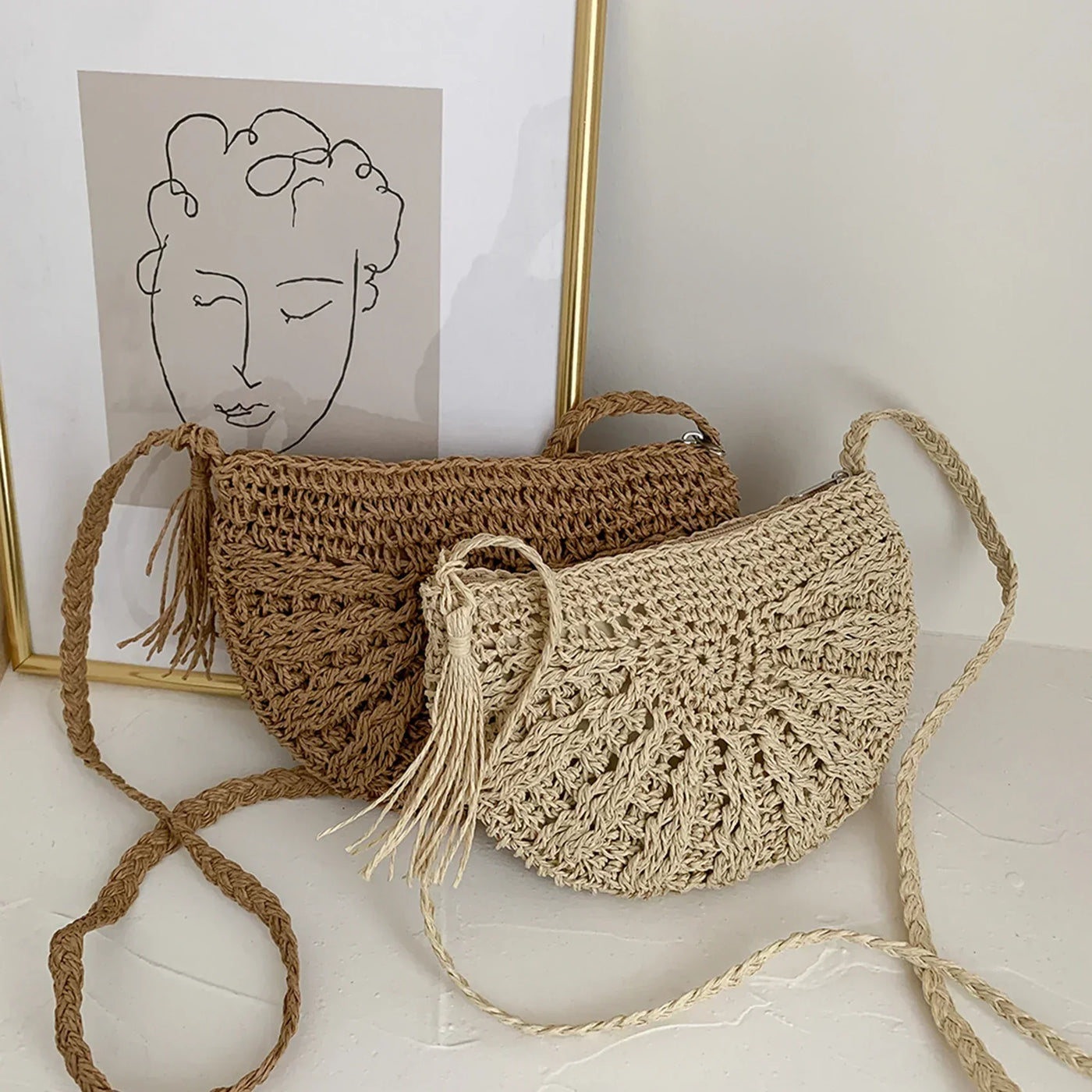 Kesia™ | Boho Halbmond Tasche gewebt