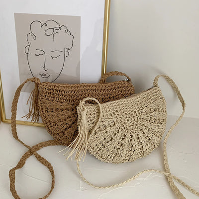 Kesia™ | Boho Halbmond Tasche gewebt