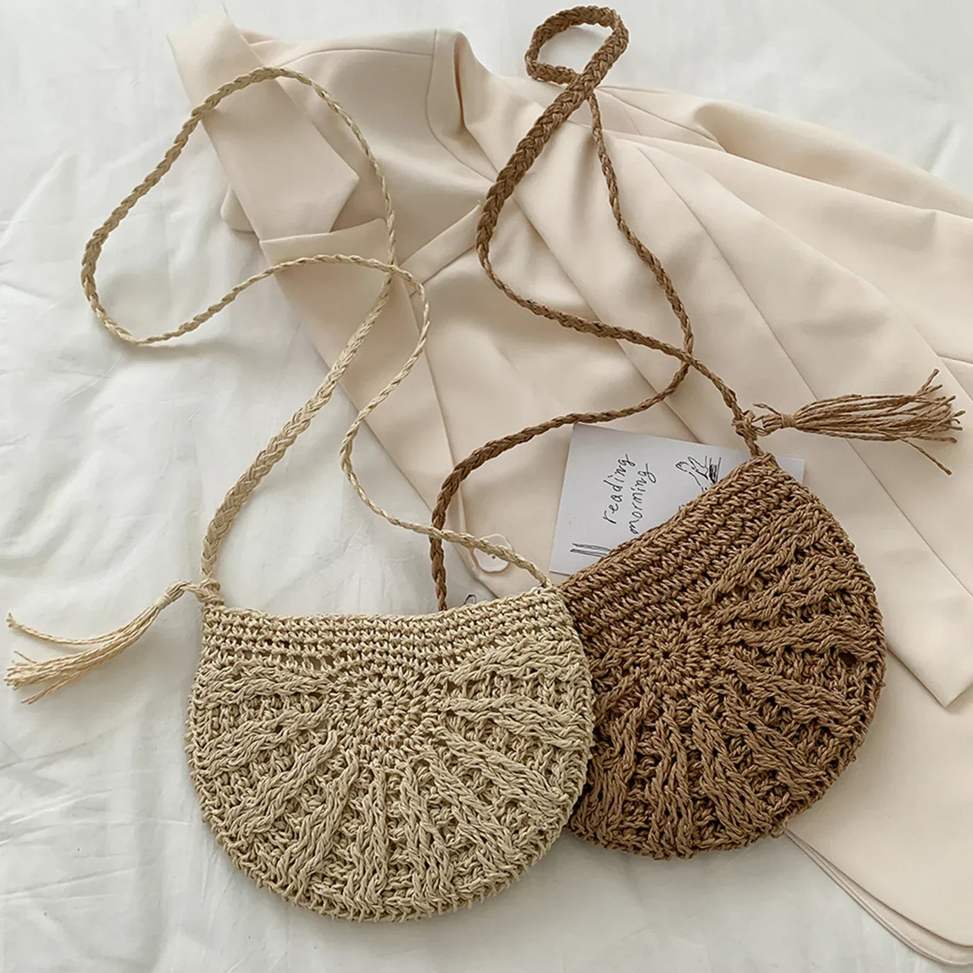 Kesia™ | Boho Halbmond Tasche gewebt