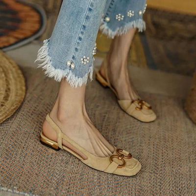 Slingback-Ballerinas mit Zierkette | Flacher Absatz | Elegante Form