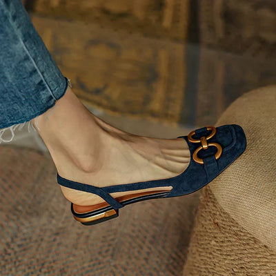 Slingback-Ballerinas mit Zierkette | Flacher Absatz | Elegante Form