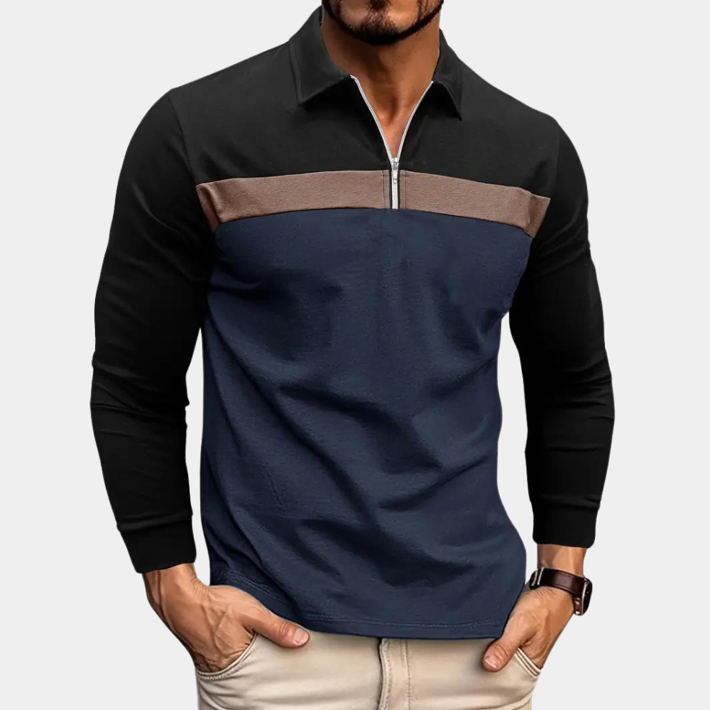 Herren Langarm Poloshirt Baumwolle Komfort-Fit