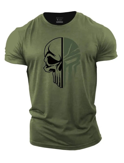 Herren Totenkopf T-Shirt im Military-Stil