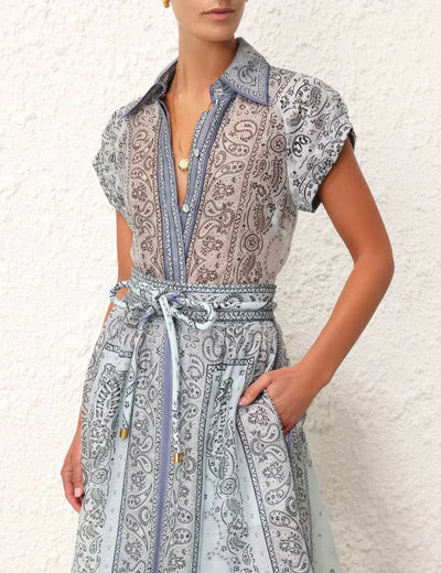 Zweiteiler-Set mit Bluse & Maxi-Rock im Paisley-Stil – Urban & Elegant