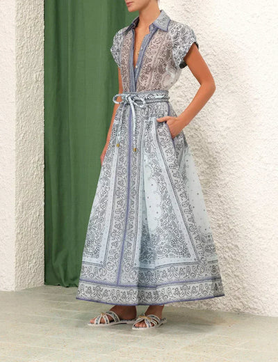 Zweiteiler-Set mit Bluse & Maxi-Rock im Paisley-Stil – Urban & Elegant