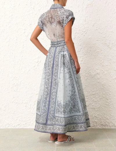 Zweiteiler-Set mit Bluse & Maxi-Rock im Paisley-Stil – Urban & Elegant
