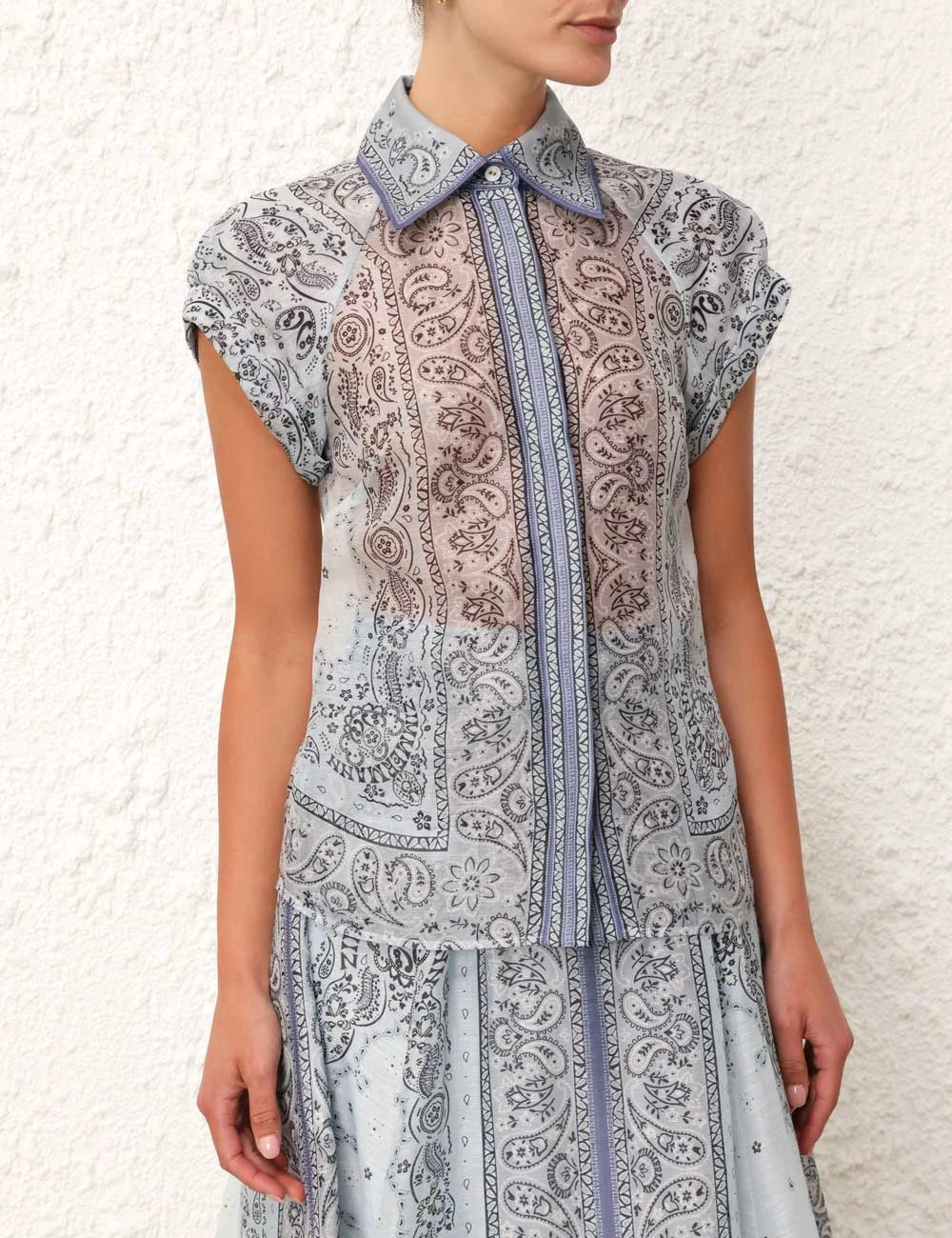 Zweiteiler-Set mit Bluse & Maxi-Rock im Paisley-Stil – Urban & Elegant