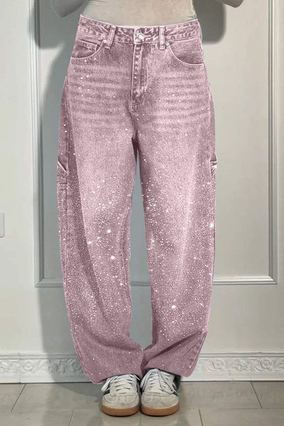 GleamFit™ – Damen-Rhinestone-Harem-Jeans | Stilvolle und bequeme Denim-Hose mit funkelnden Akzenten