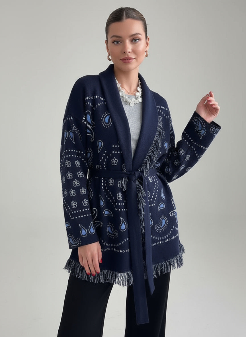 Sarah | Damen Strickpullover Mit Paisley Muster