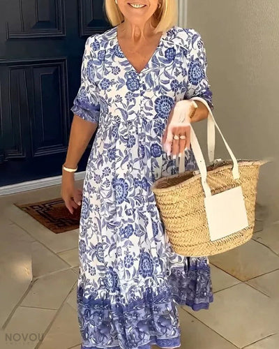 ARIA ™- Elegantes Blumen-Kleid mit V-Ausschnitt