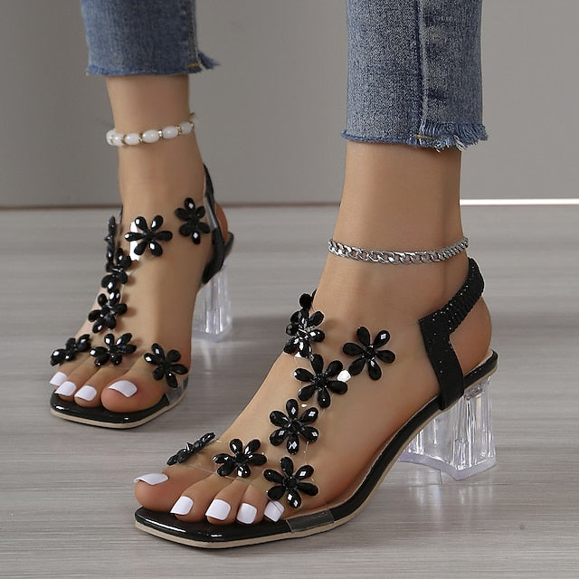 Sofie™ - Modische Casual Blockabsatzsandalen mit Bergkristallen für Frauen