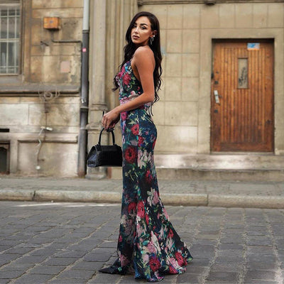 Maxikleid mit Spaghettiträgern | Florales Muster | Elegante Silhouette