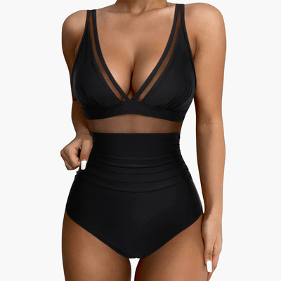 Badeanzug mit Mesh für Damen – sexy Einteiler High Waist