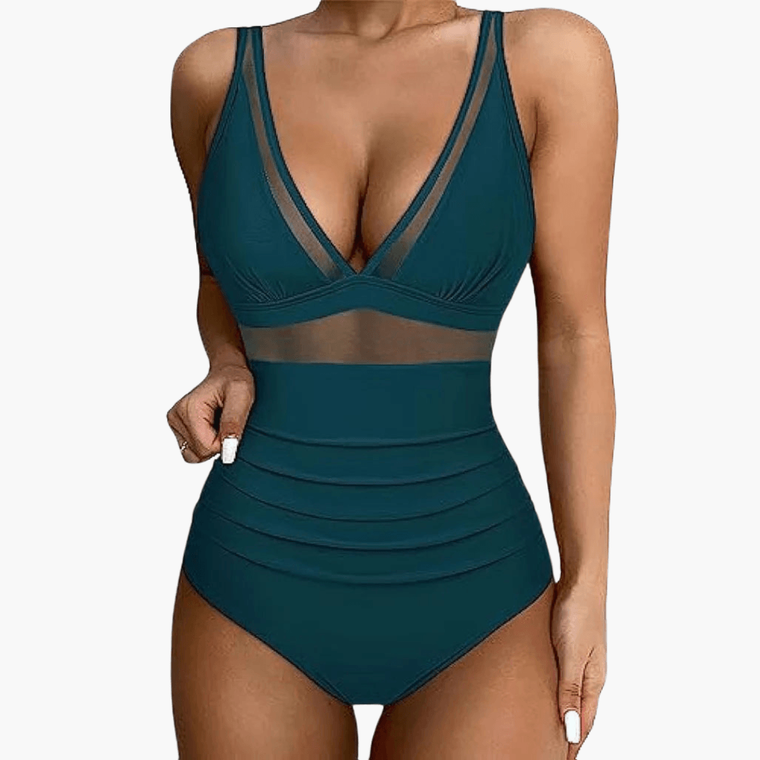 Badeanzug mit Mesh für Damen – sexy Einteiler High Waist
