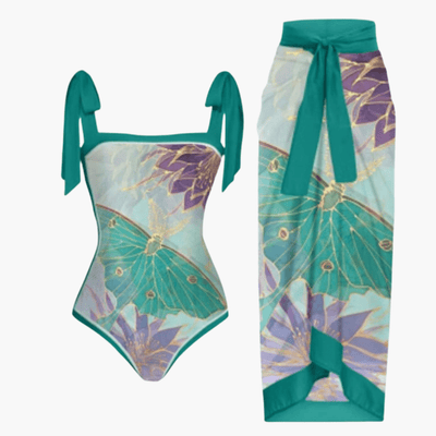 Badeanzug mit Überwurf - Damen Einteiler mit Strandrock