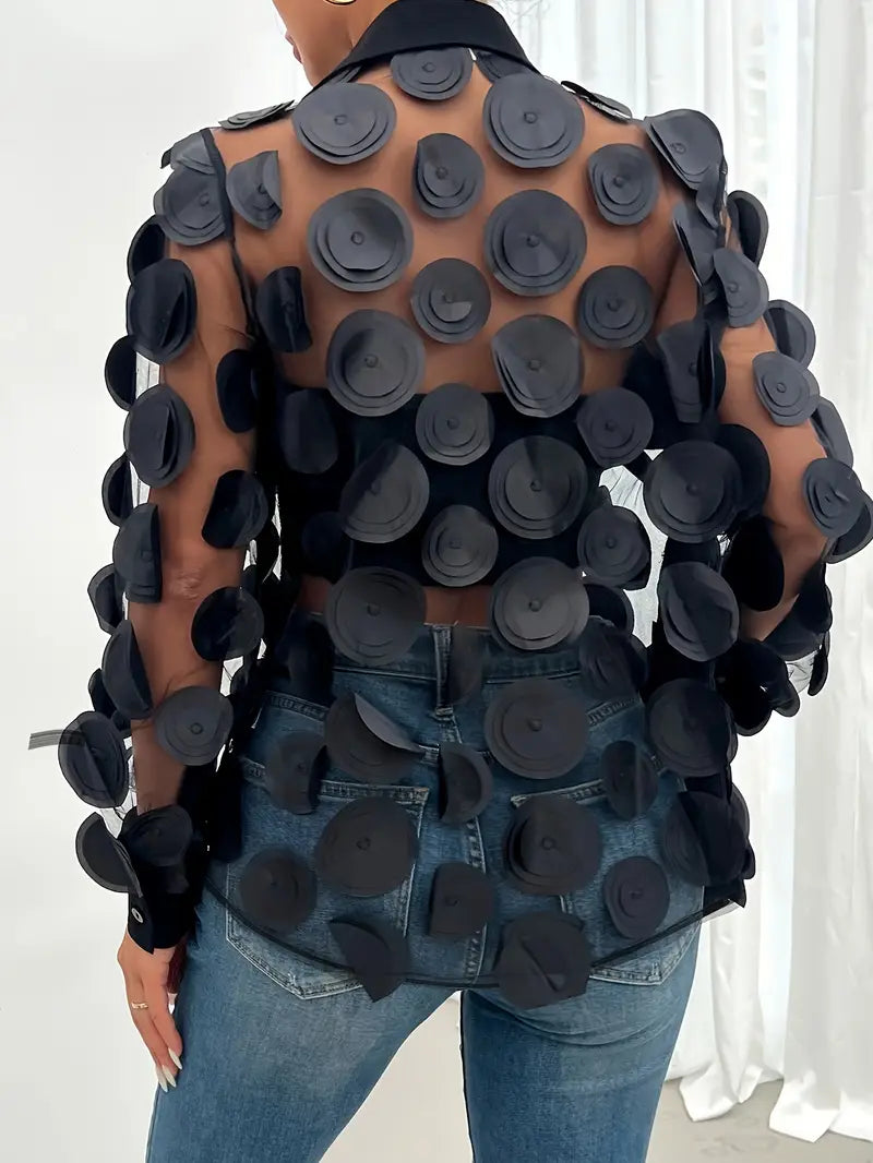 Bluse mit 3D-Effekt | Transparente Optik | Verspieltes Design