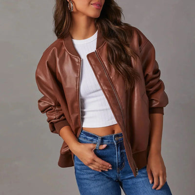 Übergroße Damen Bomberjacke mit Reißverschluss