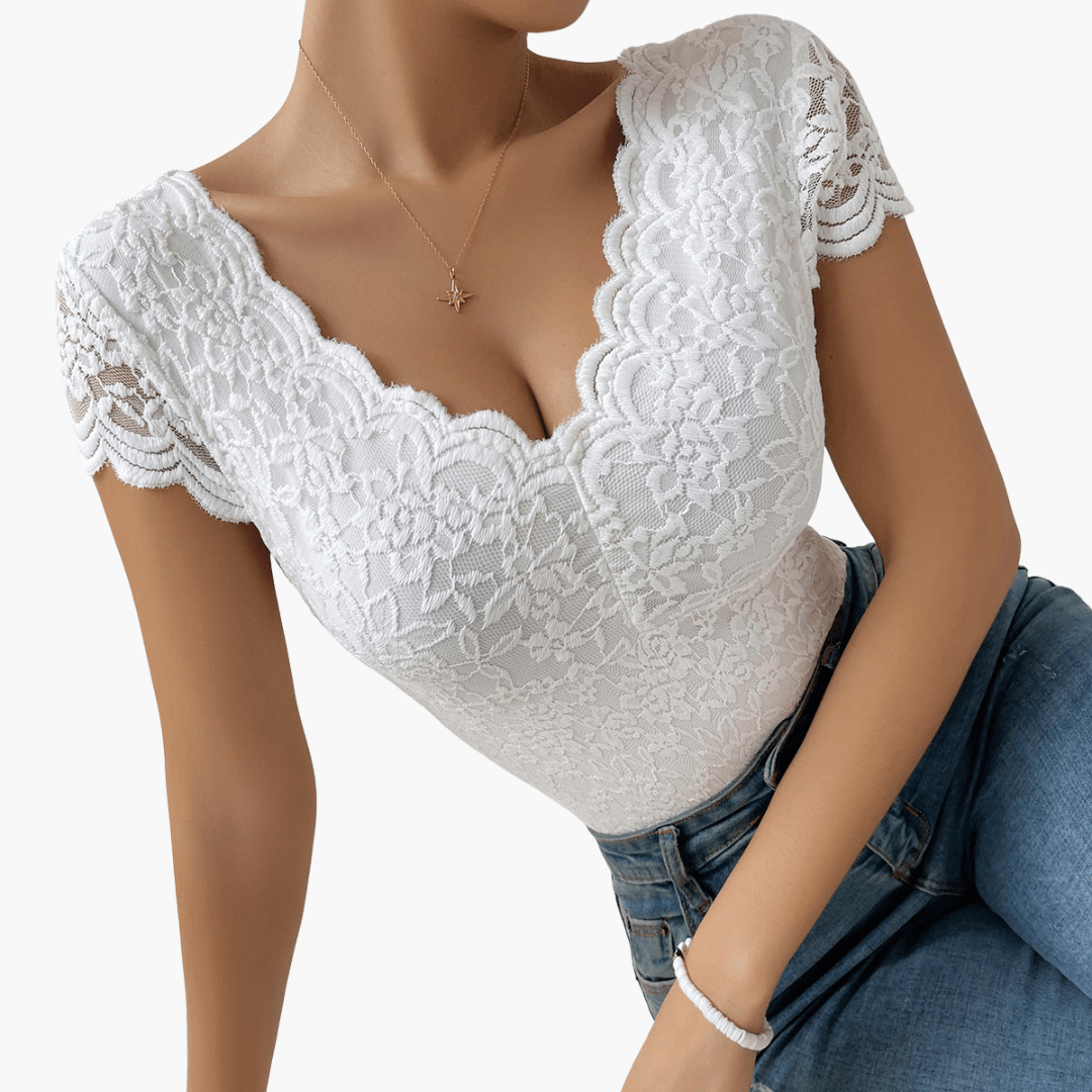 Bodysuit aus Spitze für Frauen - Eleganter V-Ausschnitt